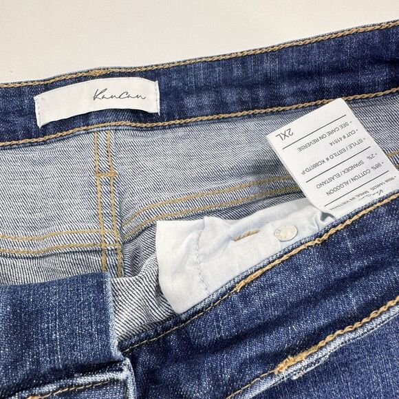Kancan High Rise Medium Stone Wash Denim Shorts Cut Off Estilo 2XL 36” Waist - Picture 4 of 4